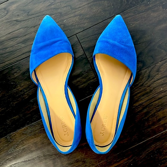 J. Crew Sloan D’Orsay Blue Suede Flats - Picture 2 of 3